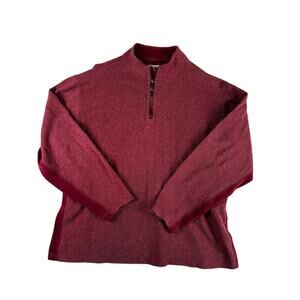 Roundtree & Yorke Quarter Zip Pullover Sweater Burgundy Wine Cotton Blend